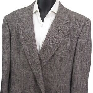 Bankers Hall Sport Coat 46L Gray Glen Plaid Check Tweed Vintage Single Vent